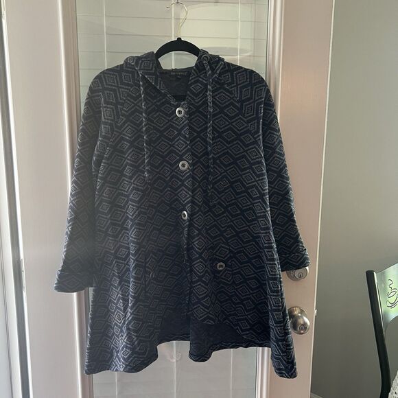 For Cynthia Women’s Cardigan Medium Hooded Wool Blend Lagenlook - Picture 1 of 6